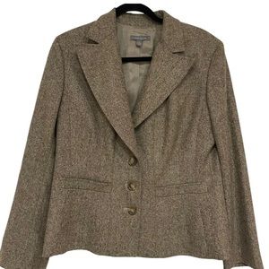 Ann Taylor 98% Wool Blazer Light Brown With Pockets Women’s Sz 14